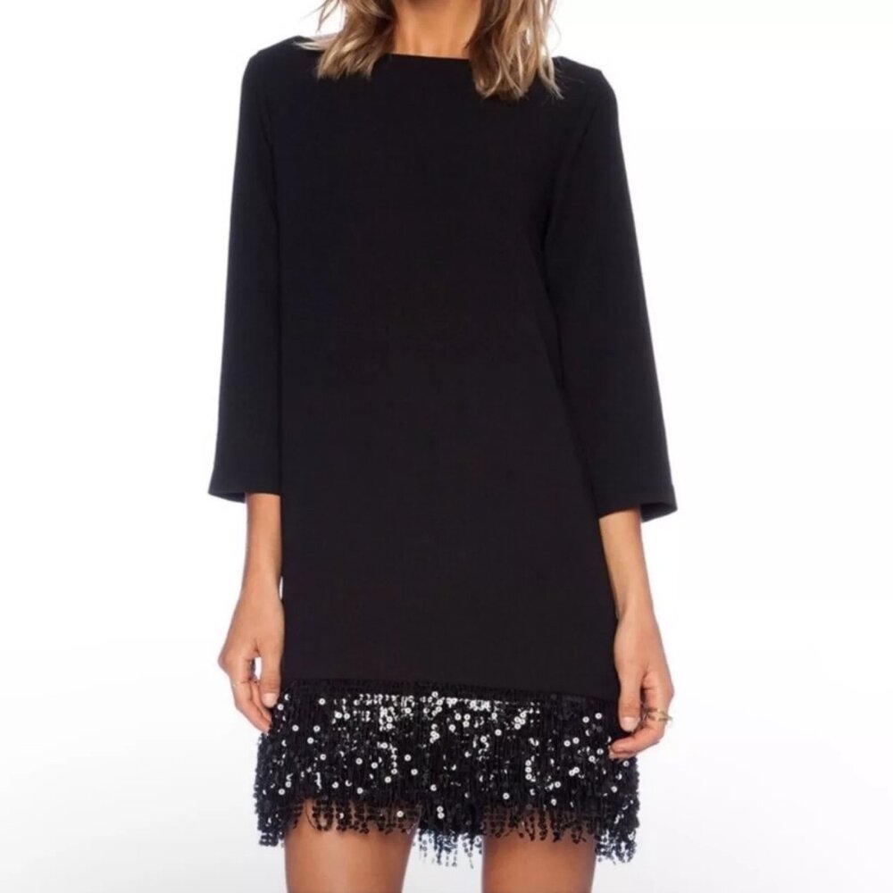 kate spade Black Mini Dress with Sequin Fringe